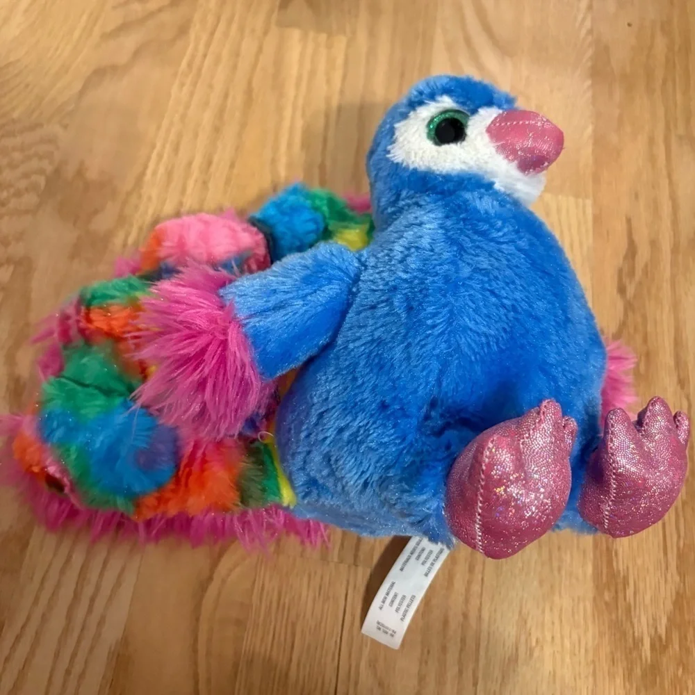 Wild Republic Plush Peacock Stuffed Animal Bird Rainbow Tail Feathers 10”